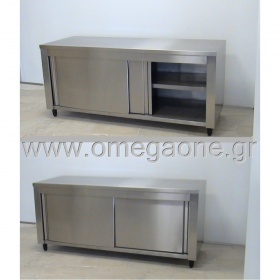 Stainless Steel Cupboard Units sliding Doors and 1 shelve
