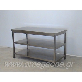 Stainless Steel Centre or Wall Table with 2 shelves 