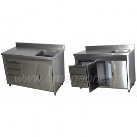 3 Drawers 1 Bowl Sink Unit Stainless Design -Special Manufacturing