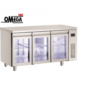 Kühltisch ohne Aggregat 3 Öffnung Glastür Serie 600 und 700