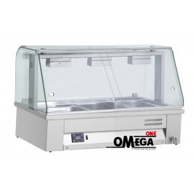3 x 1/1 GN Table Top Bain Marie with Glass Screen -Wet Heat dim. 1080x630x710 mm