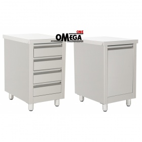Stainless Steel Cupboard with container or a set of drawers Available with an upstand or without the work-top