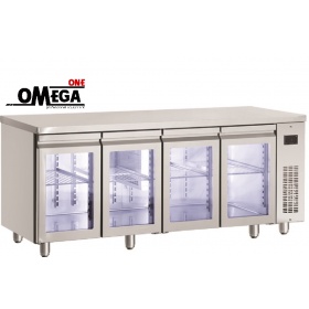 Kühltisch ohne Aggregat 4 Öffnung Glastür Serie 600 und 700