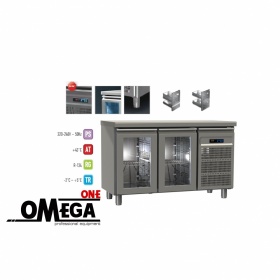 Kühltisch mit 2 Glastüren maße 1300x700x865 mm GN 1/1 Serie 70 