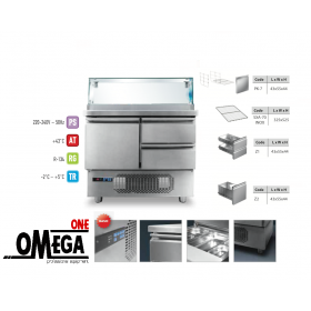 3 Door Pizza Prep Table Stainless Steel Refrigerated Omega One