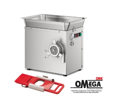 Omega Group  C/E 22SRH Refrigerated Meat Mincer max 300 Kg/h made of with Semiautomatic Hamburger Attachment