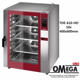 Elektro Heißluftofen für Bäckerei und Beschwadung 10 blechen 400x600 mm PLUS TDΕ-610-HD