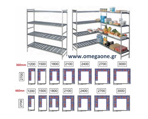 CR27 Cold room Shelving 4 Level Bays /M80
