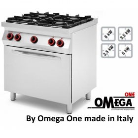 4 Burner Gas Stove with Static Gas Oven GN 1/1 + Gas Grill 