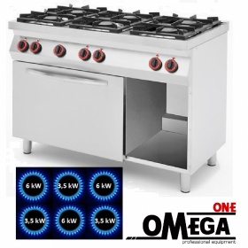 6 Burner Gas Stove with Static Gas Oven GN 1/1