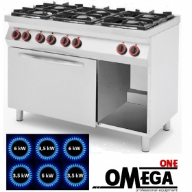 6 Burners Gas Range Cooker with Electric Oven GN 1/1