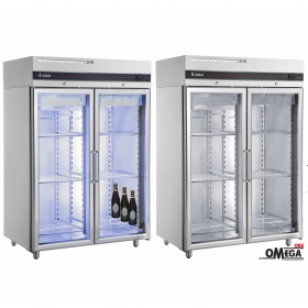 Glastürkühlschrank mit Umluftkühlung 2 Türen Edelstahl Omega One