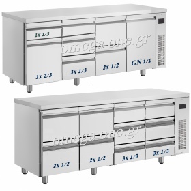 1996mm Refrigerated Counters with Drawers and Door without Compressor