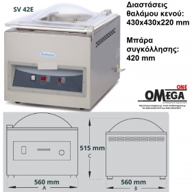 Vakuum-Verpackungsmaschine SV 42E | Masse Vakuumkammer: 430x430x220 mm