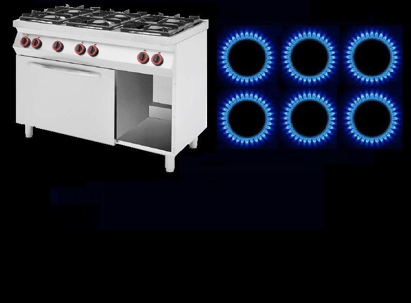 6 Burner Gas Range On Convection Electric Oven Omega One Gas